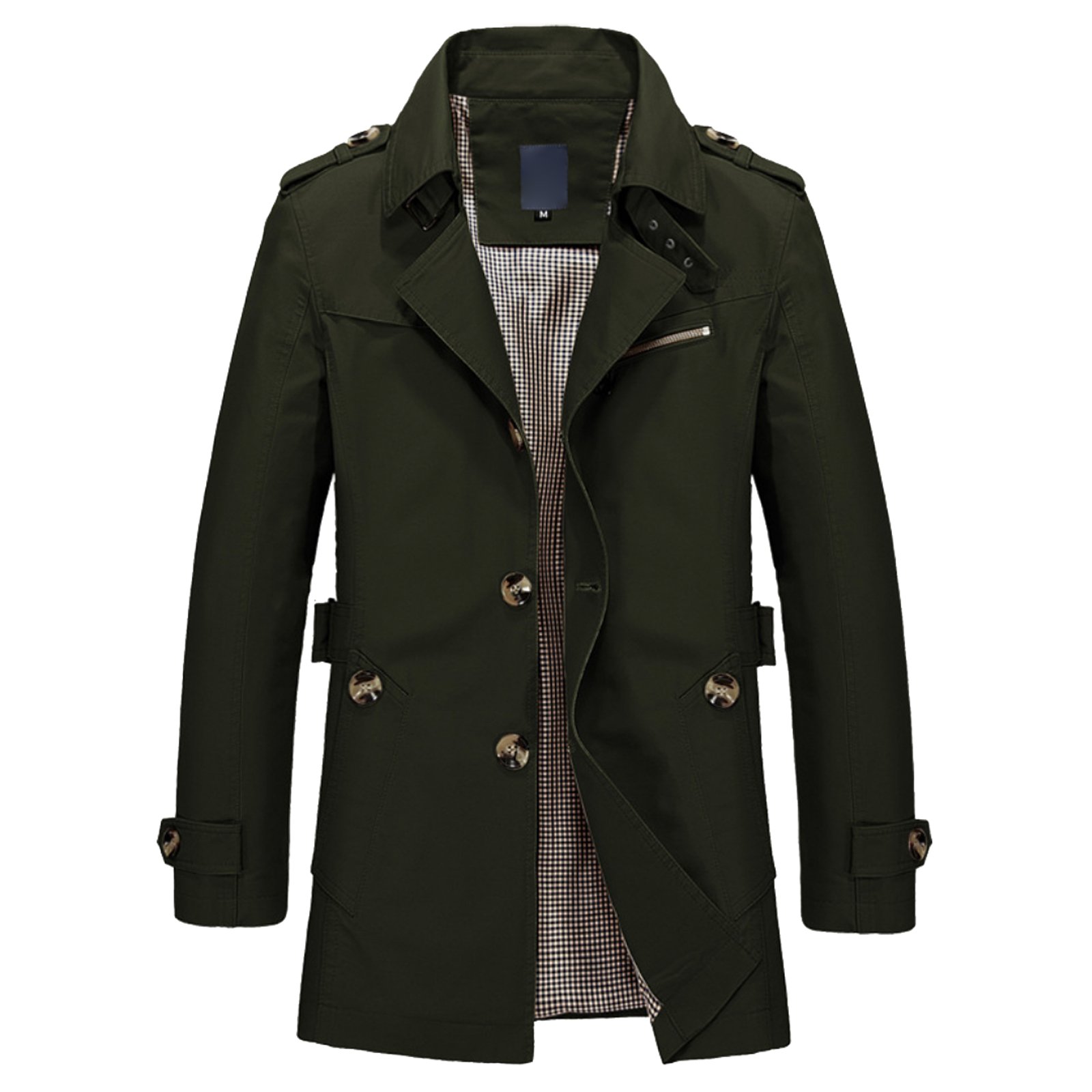 WSLCN Mens Casual Lightweight Jacket Short Trench Coat Turn Down